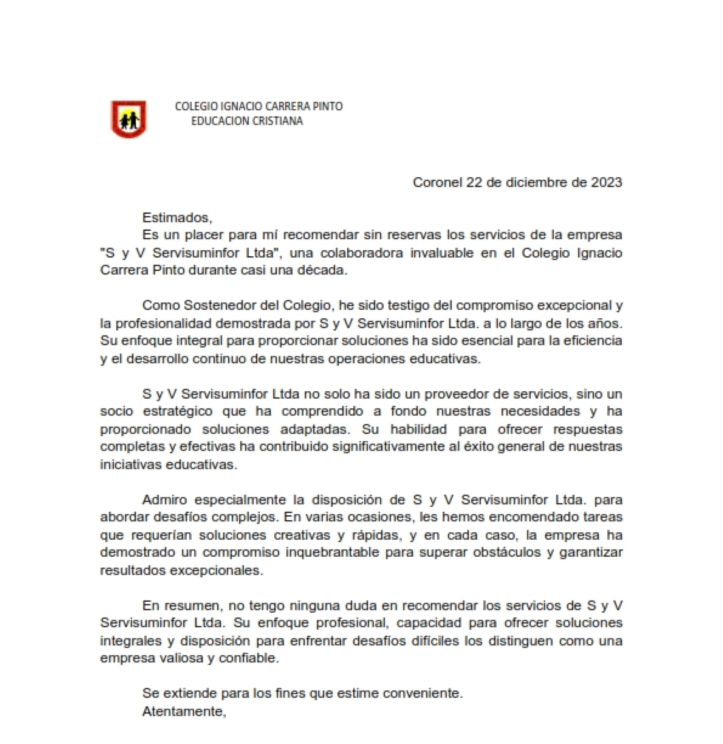 CARTA DE RECOMENDACION